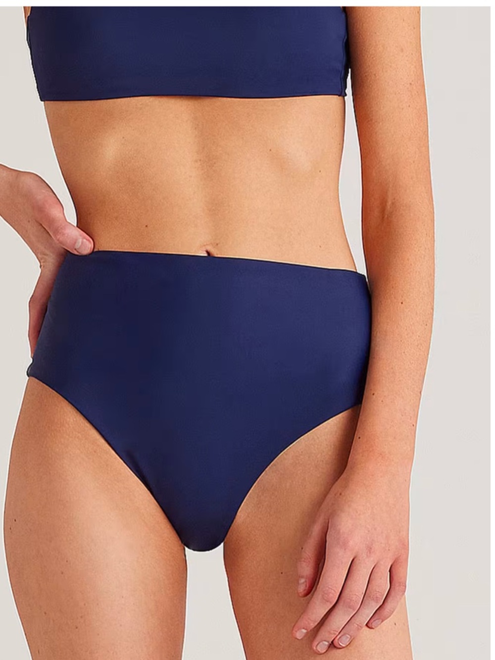 Quince Italian High-Rise Bikini Bottom NEW DEEP NAVY Sz L